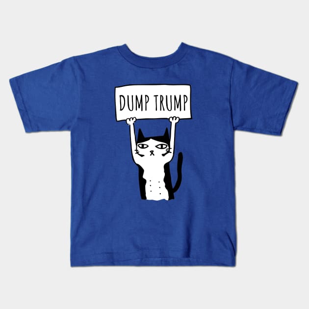 Dump Trump Protest Cat Kids T-Shirt by blueavocado